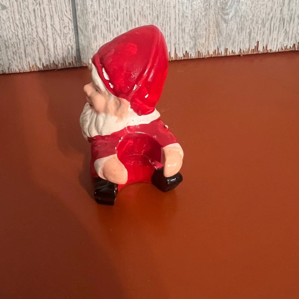 Vtg Ceramic Santa Claus Gnome Figurine candle Hugger‎ Japan Christmas Decor 3.5